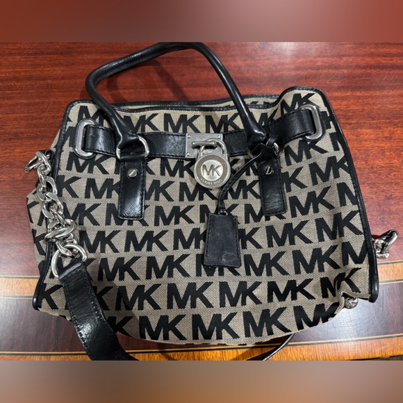 Michael Kors Handbags - Michael Kors Black and Tan Satchel with Signature Style